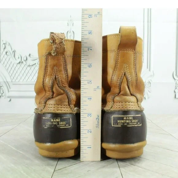 Vintage LL Bean Brown Leather Unlined Hunting Duck Boots Size 9 Medium - Picture 6 of 10